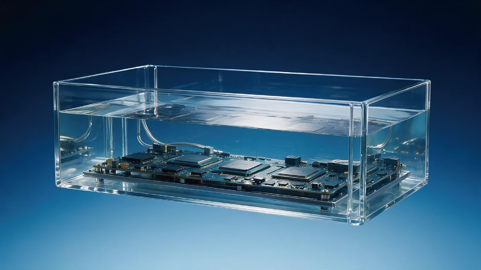 Servers submerged in dielectric coolant